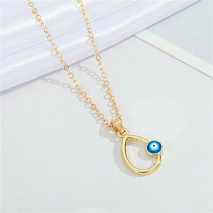 NWOT Dainty Evil Eye Hollow Teardrop Necklace